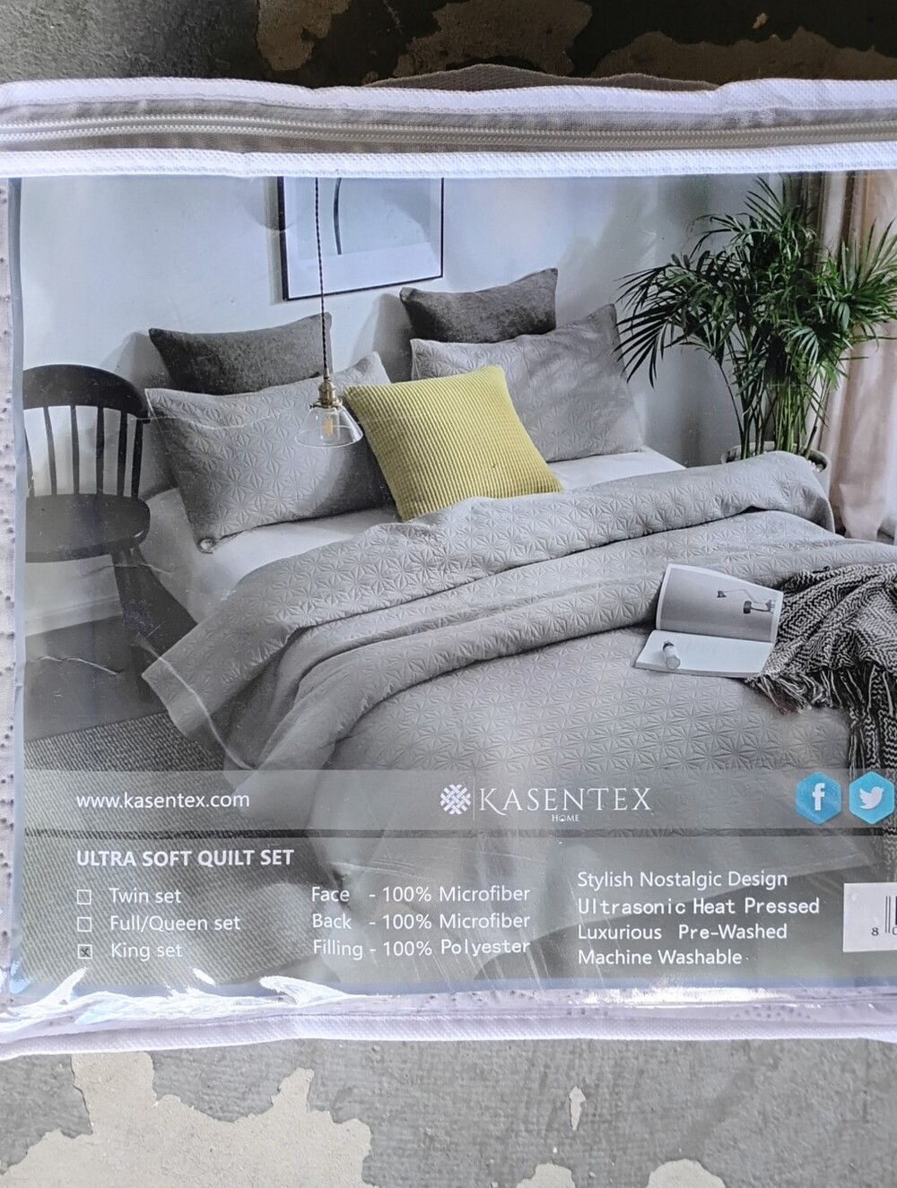 King Gray Ultra Soft Quilt Set